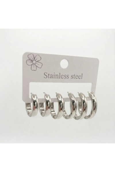 EASERA TİCARET Basic Luxe Six Ring Earring Set