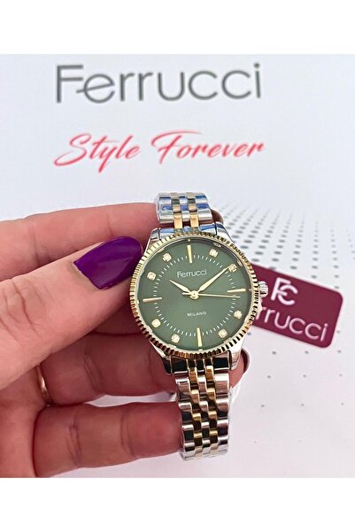 Ferrucci Retro Model Sade Şık Çelik Kordon ve Kasa Kadın Kol Saati+Bileklik H...
