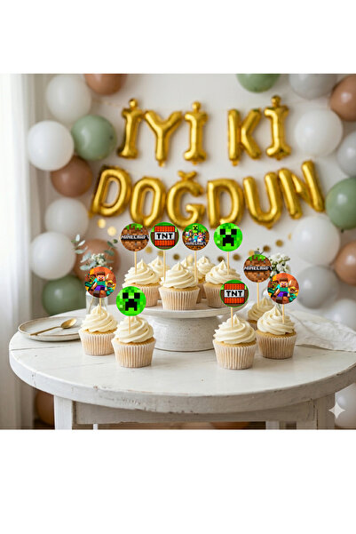 Ays Bridal Minecraft Temalı cupcake kürdanı