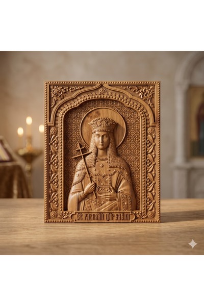OEM Icon carved in oak – Holy Empress Helena – 30 x 25 cm