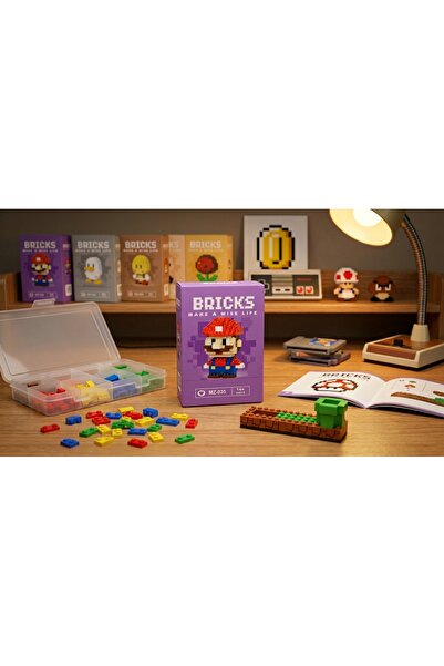 GLOWILLA Mikro Blok Mario Serisi Mini Lego Oyuncak - 3D Puzzle Figür Seti - E...