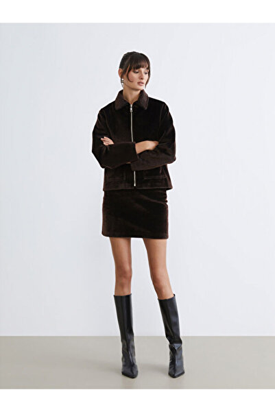 LC Waikiki Zippered Mini Fur Skirt