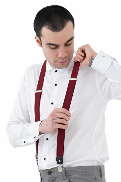 ELROZO Men's Trouser Hanger with 4 Clips Adjustable Leather Connection