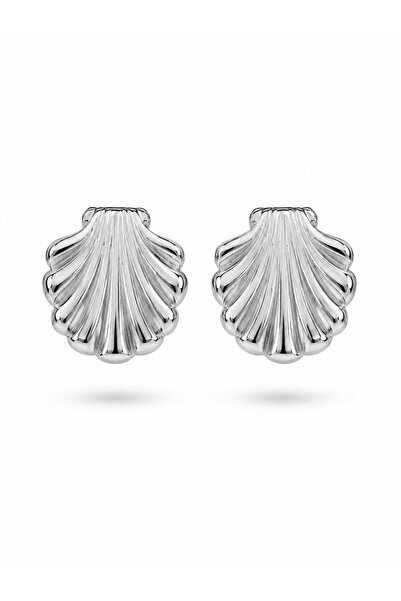 serelya 316L Steel Silver Color Oyster Model Earrings