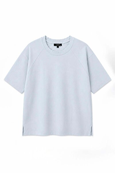 VAMOSCLO Oversize Reglan Kol Basic Tişört Bebe Mavi