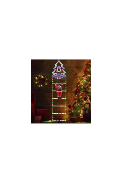 Aca Scară luminoasă LED a lui Moș Crăciun, multicoloră, 25 x 160 cm, model brad