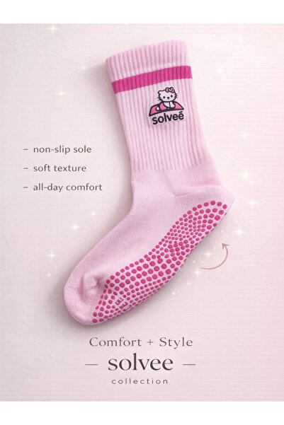 Solvee Collection Hellokitty kayırmaz taban pilates çorabı