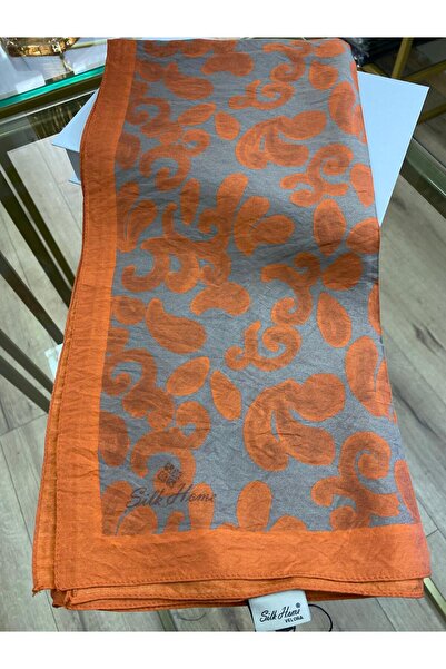Silk Home Turuncu Gri Viskon Velora Eşarp