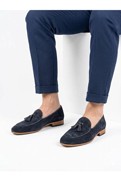 Lütfi Men's Navy Blue Genuine Leather Neolite Sole Loafer Shoes