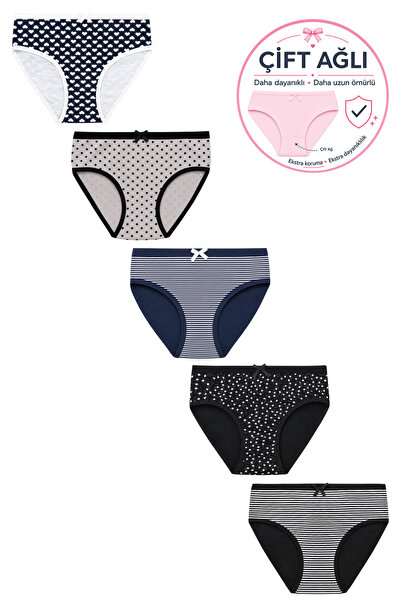 biyokids Kız Çocuk Külot 5'li Paket Desenli