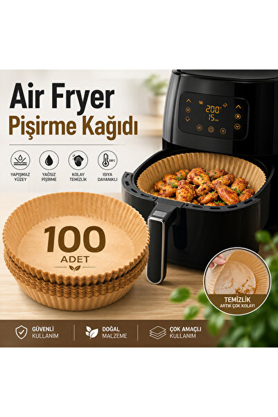 DİĞER1111 Airfryer Pisirme Kagidi 100 Adet Air Fryer Pişirme Kağıdı - Kare Mo...