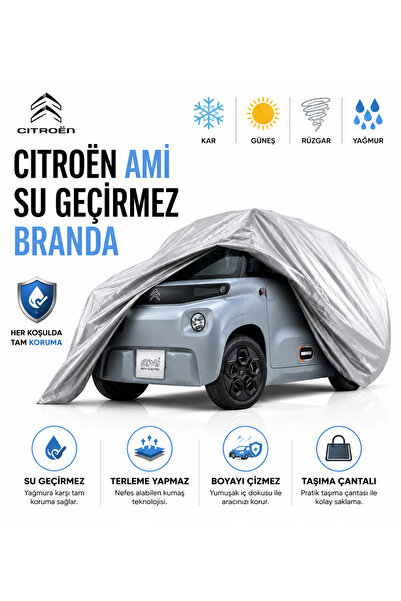 COCEM Citroen Ami İçin Özel Dikim Gri Araç Brandası 4 Mevsim Tam Koruma