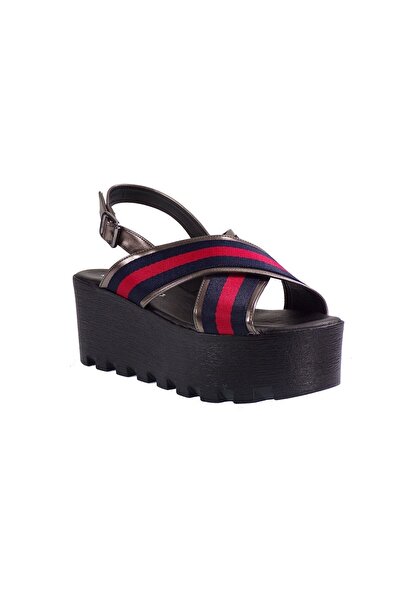 KATIA Shoes Γυναικείες Πλατφόρμες Πέδιλα 135/2080 Ατσαλί-Μπλέ