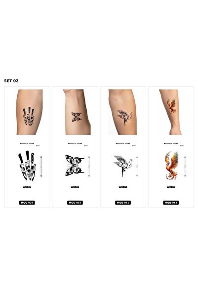 Airbrush Tattoo Yapıştırma Dövme 4 Adet Birden 1 Hafta Kalıcı Geçici Dövme Ha...