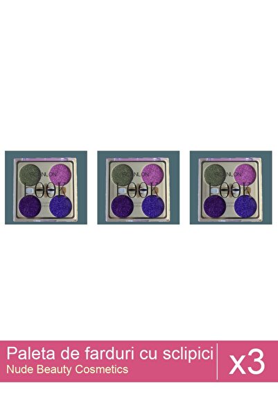 Makeup Set of 3x Glitter Eyeshadow Palette, Scanlon, No. 3