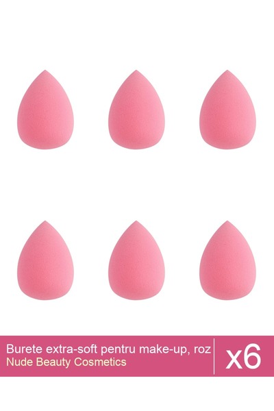 Makeup Set of 6 extra-soft makeup sponges, pink