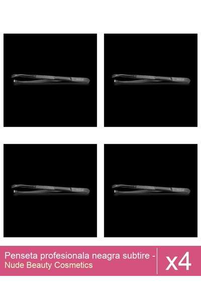 Makeup Set 4x Penseta profesionala neagra subtire - One Group