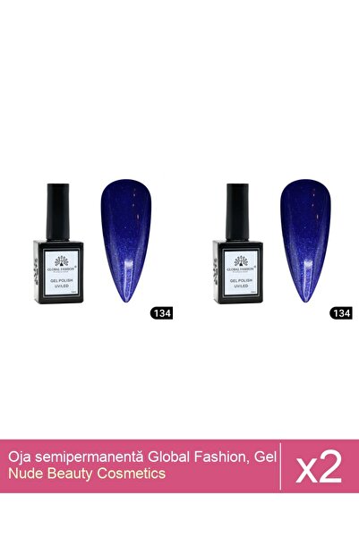 Makeup Set 2x Oja semipermanentă Global Fashion, Gel polish Elite Glow 15 ml,134