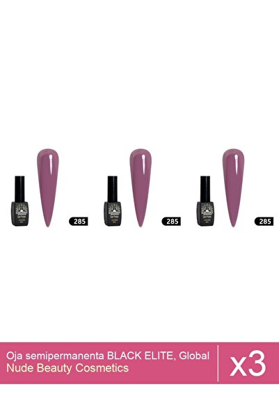 Makeup Set 3x Oja semipermanenta BLACK ELITE, Global Fashion 8 ml,285