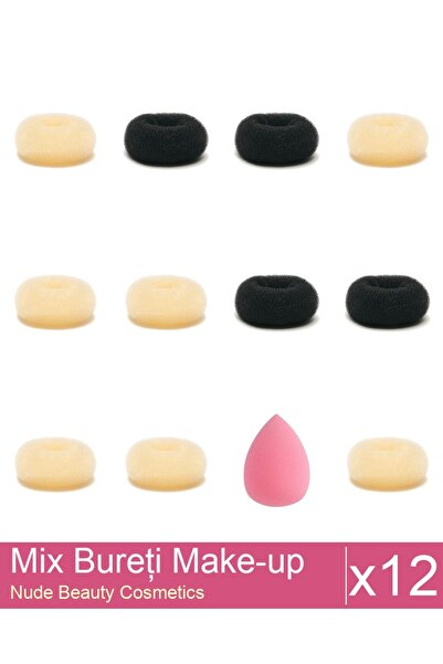 Makeup Mix Set 12 products Sponges: Blonde bun sponge - 9 cm diameter, Blonde...