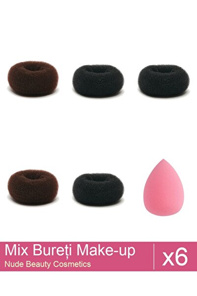 Makeup Set Mix 6 products Sponges: Brown sponge cone- 11 cm diameter, Black s...