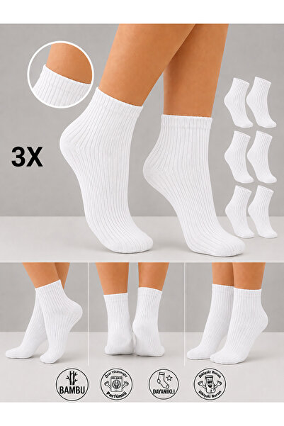Bilal Çınar Tekstil Women's Bamboo Half-Toe Seamless Ribbed Washable Socks 3-...