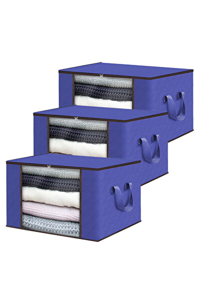 Velaris Set of 3 Foldable Storage Boxes 60x40x35 cm - Transparent Window & Re...