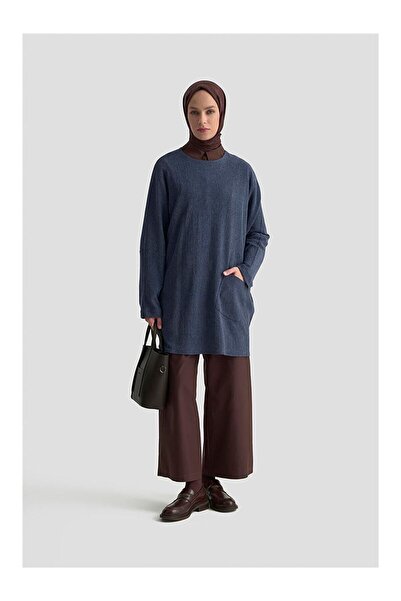 LC Waikiki Nevavm Farkıyla Basic Knitted Tunic 25Kd1118 Indigo