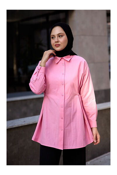 LC Waikiki Nevavm Women's Side Button Detailed Shirt Pink