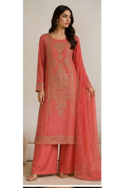 Libas lab Coral Glow Embroidered– 3PC Set