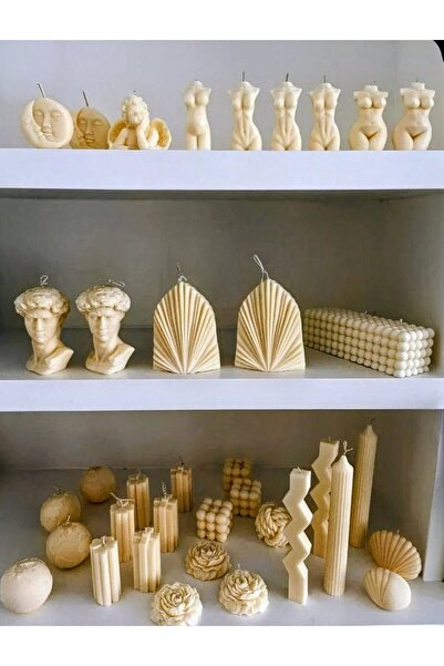 AKLIMDASIN Pinterest Tasarım Krem Renk Ev Dekor Salon Mumu 3lü set Desenli Mum Kokulu Dekoratif Sevgiliye Hediye Mum Anne Hediye Aşk Mumu Kalp Mum Handmade Kokulu Biblo Heykel Mum