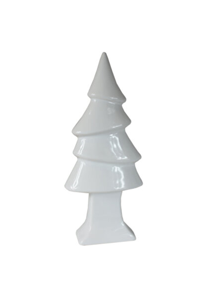 Goliat Figurină decorativă de Crăciun, Goliat, brad ceramic, alb, 27x12cm