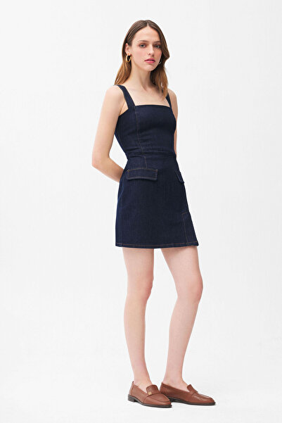 adL Askılı Denim Elbise