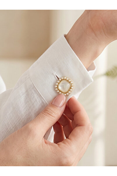 GKCBijoux Yeni Trend Kadın Kol Düğmesi Görünümlü Düğme Kapağı Broş Düğme Klip...