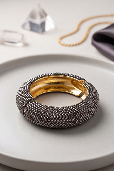 PETEK AKSESUAR Stone-Encropped Round Evening Dress Stylish Clamp Bracelet