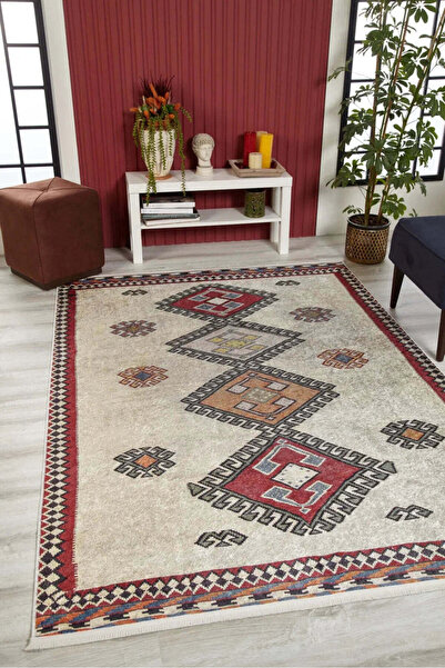 halinet Halı.Net Cream Modern Washable Non-Slip Living Room Carpet Haln-Hln1565