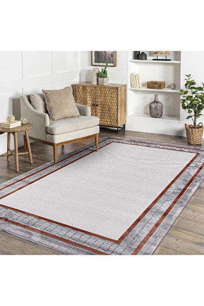 halinet Halı.Net Gray Modern Washable Non-Slip Living Room Carpet Cr-Stone-17166
