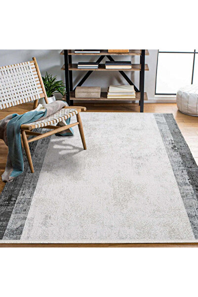halinet Halı.Net Anthracite Modern Washable Non-Slip Living Room Carpet Cr-St...