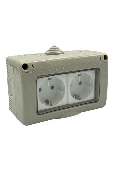 DELIGHT Priza Modulara Dubla cu capac, Antigron, 16A, IP55