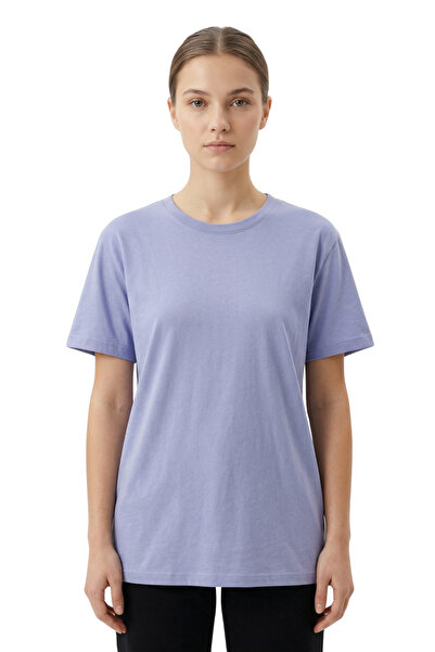 DK DAKSEL Tricou de damă, albastru, basic, 100% bumbac, cu decolteu tip crew,...