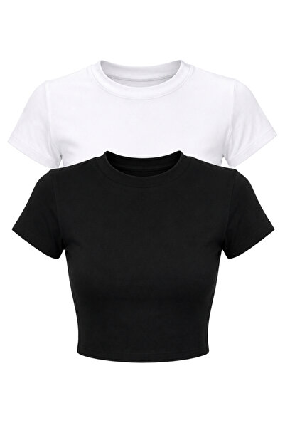Bianco Lucci Γυναικείο κοντομάνικο T-shirt με λαιμόκοψη ποδηλάτου 60286904