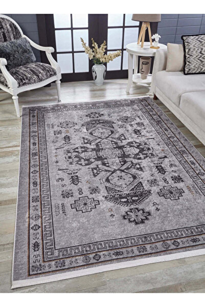 halinet Halı.Net Anthracite Modern Washable Non-Slip Living Room Carpet Haln-...