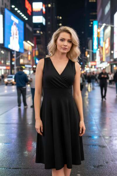 Mossta Strappy Double-Breasted Cut Mini Crepe Dress - Black