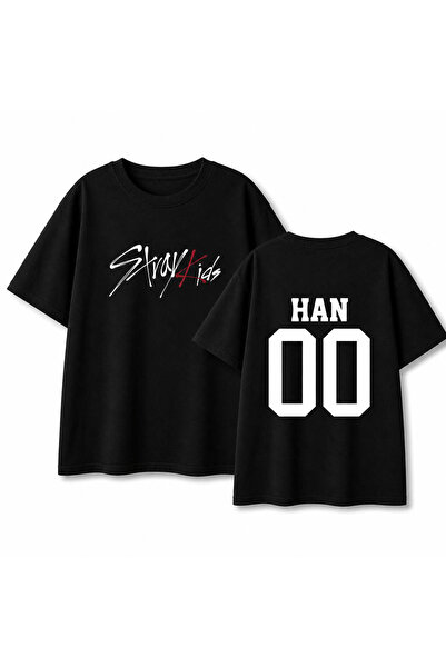 AYDESİGN تي شيرت أسود للجنسين مطبوع عليه فرقة Hyunjin Straykids الكورية K-pop