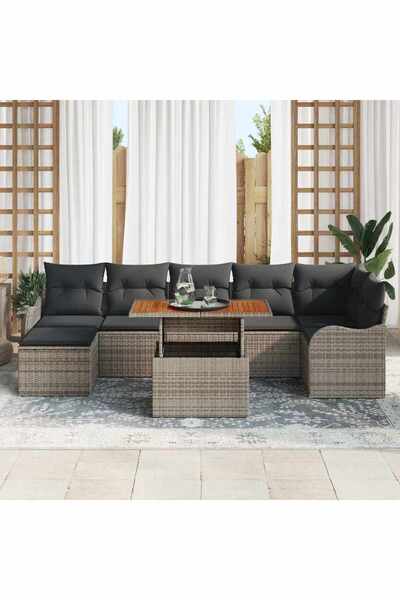 vidaxl Set de canapele pentru gradina 8 pcs Gri Rattan poli