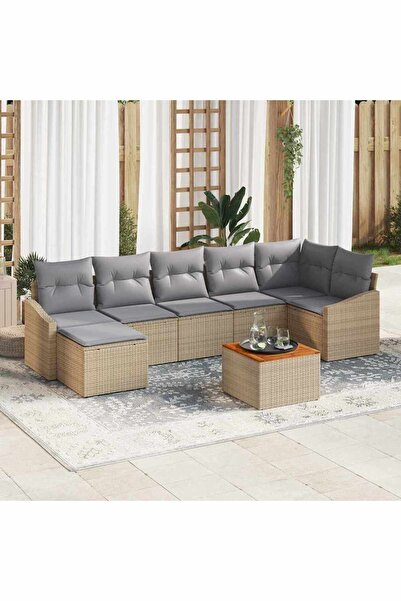 vidaxl Set de canapele pentru gradina 8 pcs Beige È™i gri deschis