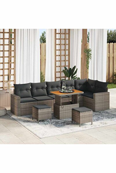 vidaxl Set de canapele pentru gradina 9 pcs Gri poliratan