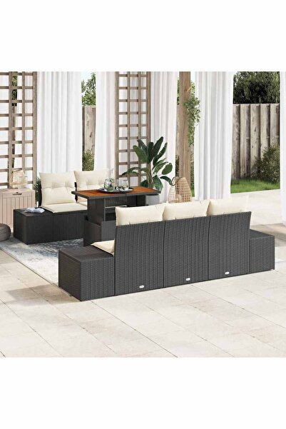 vidaxl Set de canapele pentru gradina 6 pcs Negru Rattan poli