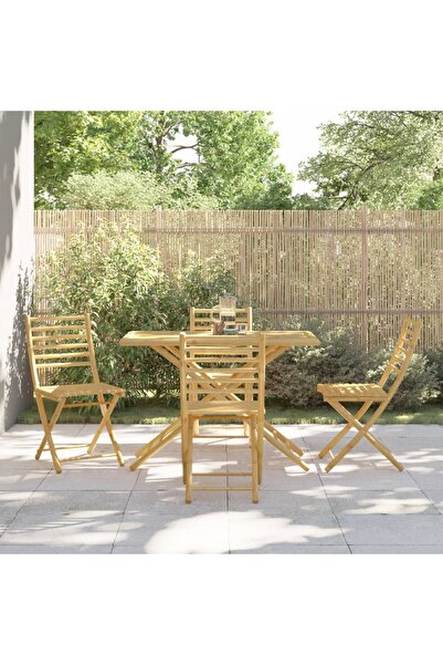 vidaxl Set mobilier de gradina, 5 piese, bambus