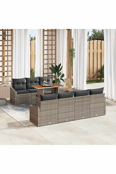 vidaxl Set de canapele pentru gradina 8 pcs Gri Rattan poli